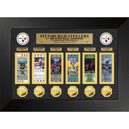 Pittsburgh Steelers 6-Time Super Bowl Champions Deluxe Gold Coin and Ticket Collection